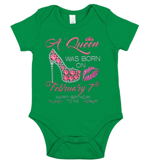 A Queen Was Born On February 7th Happy Birthday To Me Short Sleeve Baby One-Piece