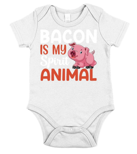 Bacon Is My Spirit Animal - Funny Pork Pig Lover Short Sleeve Baby One-Piece