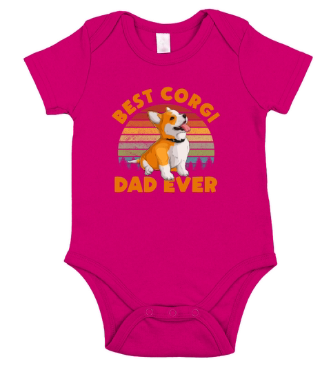 Best Corgi Dad Ever Retro Short Sleeve Baby One-Piece