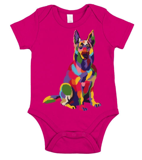 Colorful german shepherd dog Short Sleeve Baby One-Piece