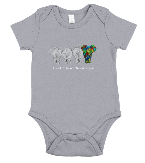Elephant Autism Its Ok To Be A Little Different Shirt Short Sleeve Baby One-Piece