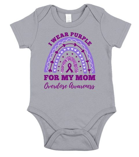 I Wear Purple For My Mom Overdose Awareness Short Sleeve Baby One-Piece