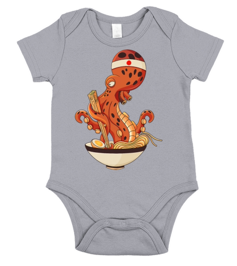 Japanese Octopus eating Ramen Short Sleeve Baby One-Piece