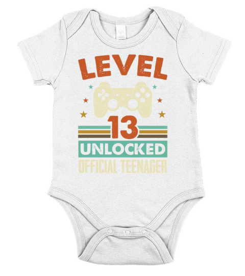 Level 13 Unlocked Official Teenager 13th Birthday Short Sleeve Baby One-Piece