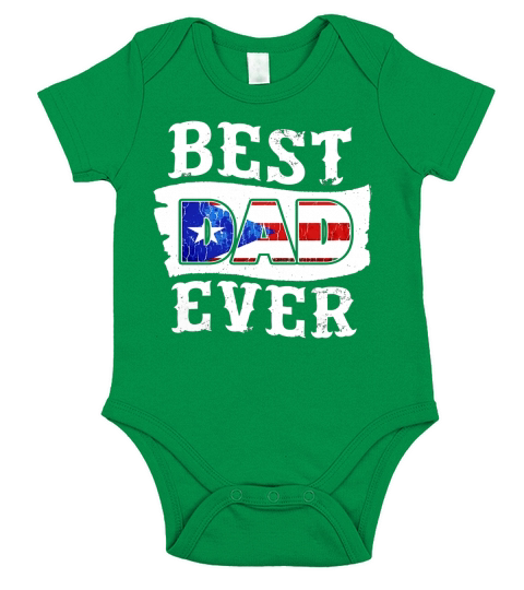 Mens Best Dad Ever Fathers Day T-Shirt Boricua Flag Puerto Rico Short Sleeve Baby One-Piece