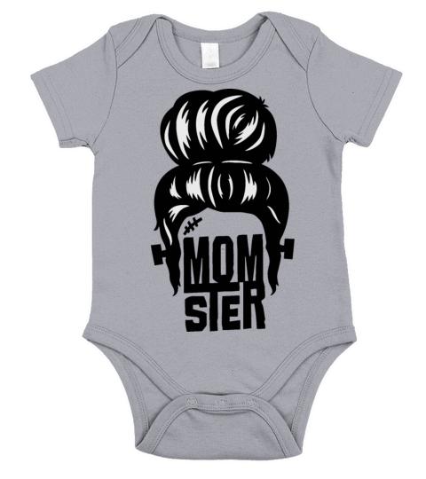 Momster Shirt Womens Halloween Messy Bun Mom Ster Short Sleeve Baby One-Piece