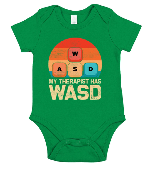 My Therapist Has WASD Funny PC Gamer Quote Vintage Short Sleeve Baby One-Piece