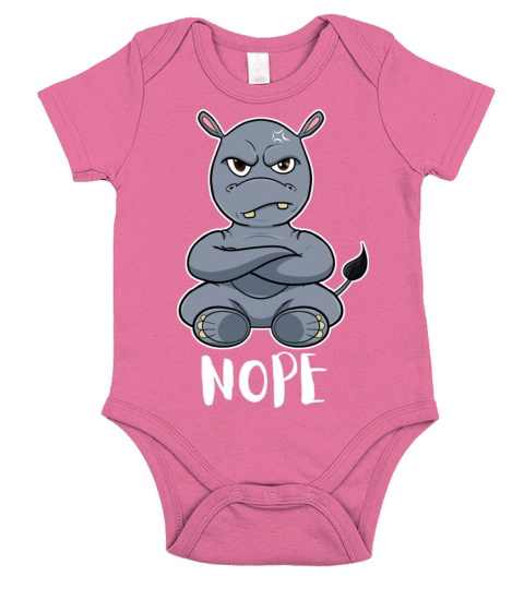 Nope Hippopotamus I Funny Lazy Hippo Short Sleeve Baby One-Piece