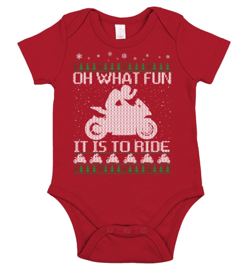 Oh What Fun It Is To Ride Funny Biker Christmas Short Sleeve Baby One-Piece
