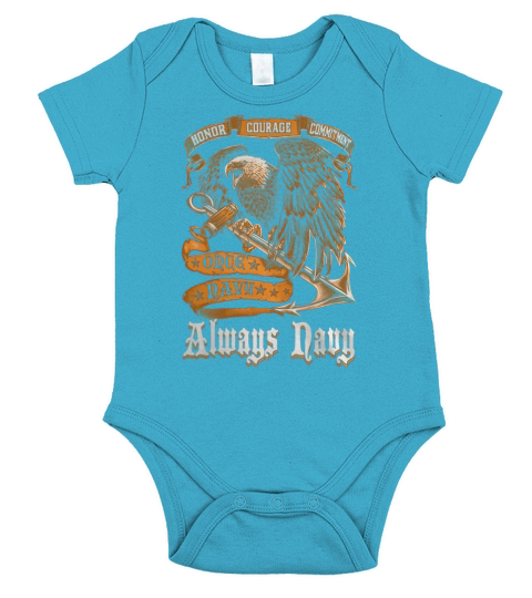 Once Navy Always Navy Military Short Sleeve Baby One-Piece
