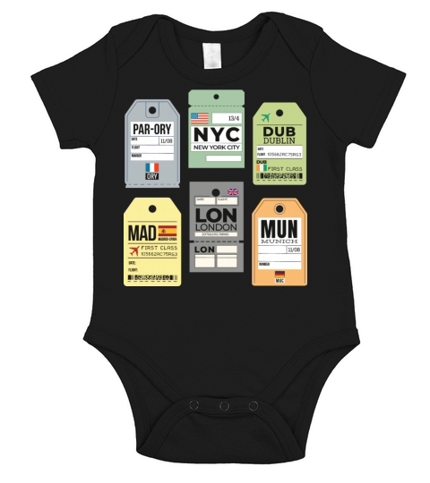 Paris NYC Dublin Madrid London Munich travel tags Short Sleeve Baby One-Piece