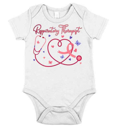Respiratory Therapist Stethoscope Pink Ribbon Short Sleeve Baby One-Piece