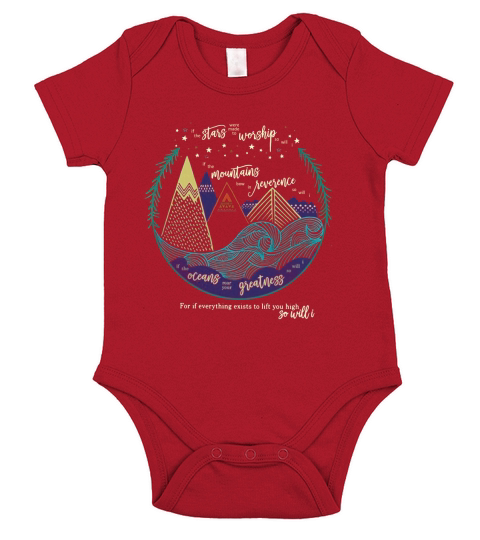 Stars worship mountains reverence oceans greatness so will I Short Sleeve Baby One-Piece