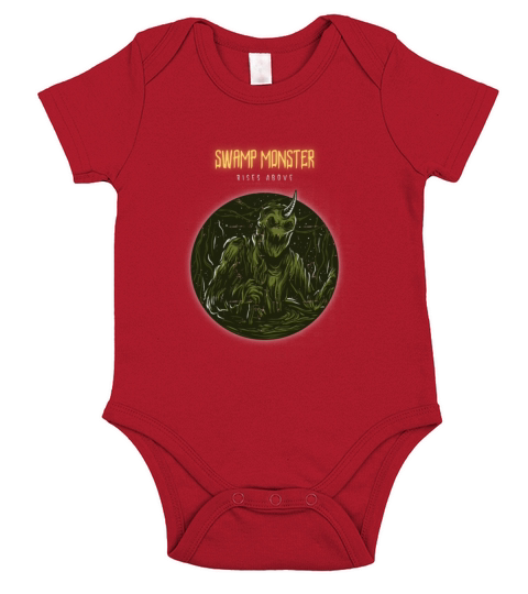 Swamp Monster rises Above Short Sleeve Baby One-Piece