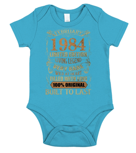 Vintage 36 Years Old February 1984 36th Birthday Short Sleeve Baby One-Piece