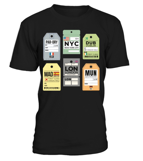 Paris NYC Dublin Madrid London Munich travel tags T-Shirt Unisex