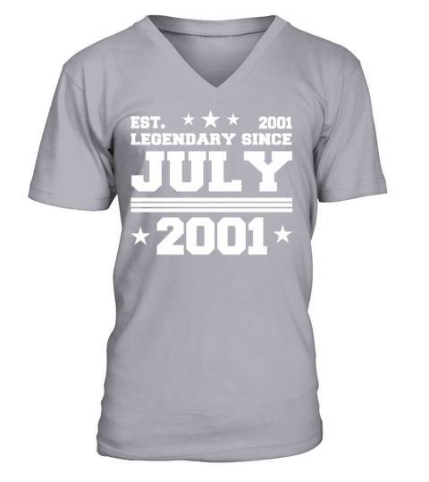 21st birthday July vintage 2001 gift idea V-Neck T-shirt