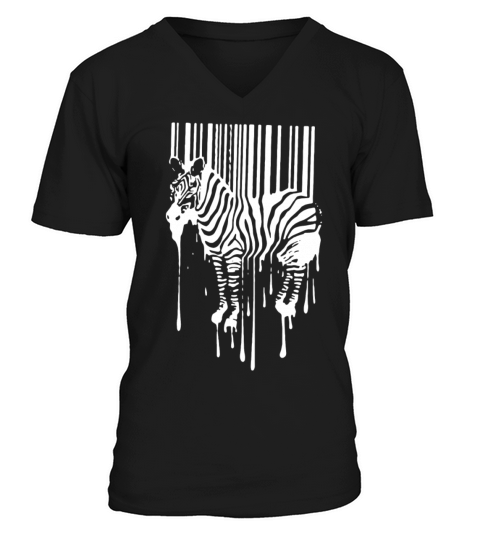 Banksy Street Art Zebra Bar Code V-Neck T-shirt