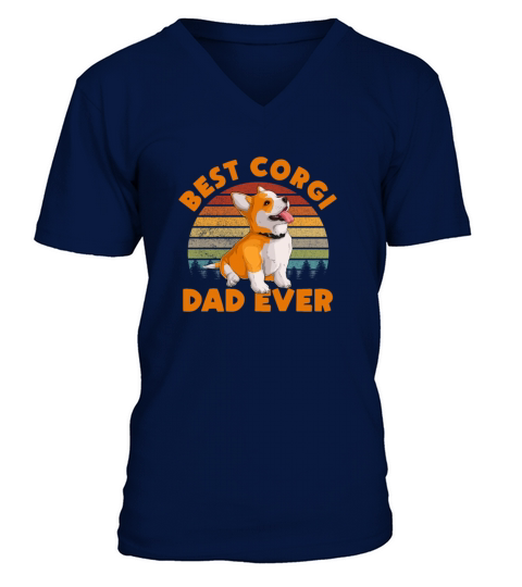 Best Corgi Dad Ever Retro V-Neck T-shirt