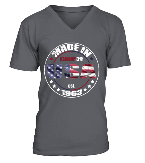 Birthday Saying Born USA 1963 V-Neck T-shirt
