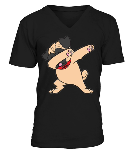 Funny Dabbing Pug T-Shirt for Kids and Adults V-Neck T-shirt