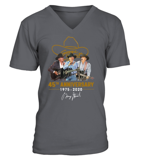George Strait 45th anniversary 1975-2020 signature shirt V-Neck T-shirt