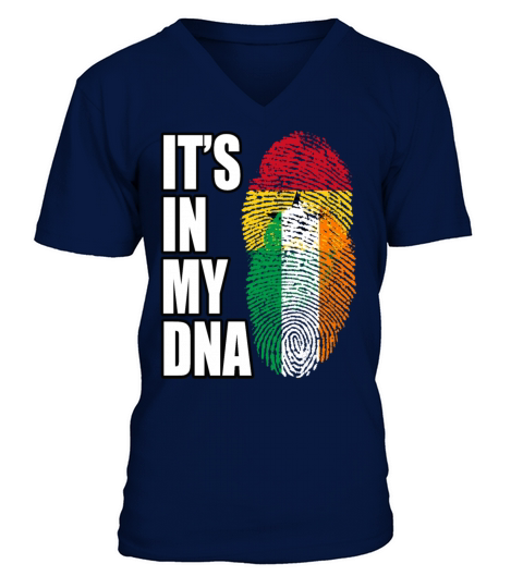 Ghanaian And Irish Mix Heritage DNA Flag V-Neck T-shirt