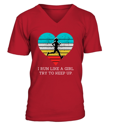 Girls Cross Country Running Retro Vintage Run Tumb V-Neck T-shirt
