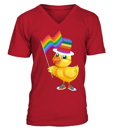 LGBTQ Rubber Duck Colorful Rainbow LGBT Pride V-Neck T-shirt
