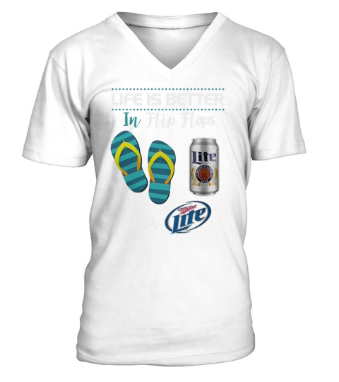 Life Is Better In Flip Flops With Miller Lite Beer - Unisex Long Sleeve V-Neck T-shirt
