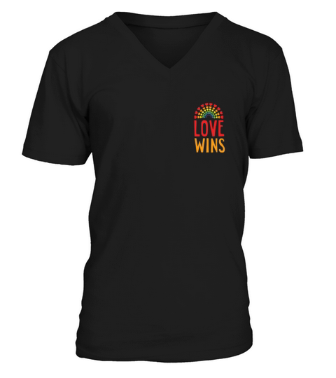 Love wins Rainbow pride LGBTQ pocket size design V-Neck T-shirt