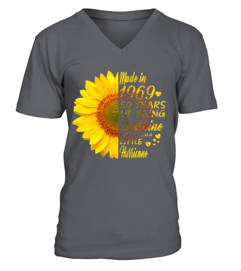 Made in 1969 50 YEARS OF BEING SUNSHINE mixed with a little hurricane V-Neck T-shirt