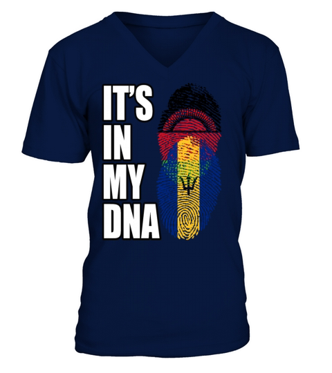 Malawian And Barbadian Mix Heritage DNA Flag V-Neck T-shirt