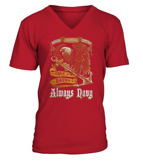 Once Navy Always Navy Military V-Neck T-shirt
