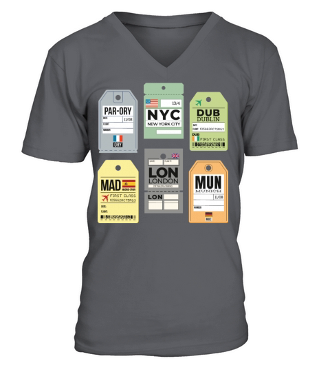 Paris NYC Dublin Madrid London Munich travel tags V-Neck T-shirt