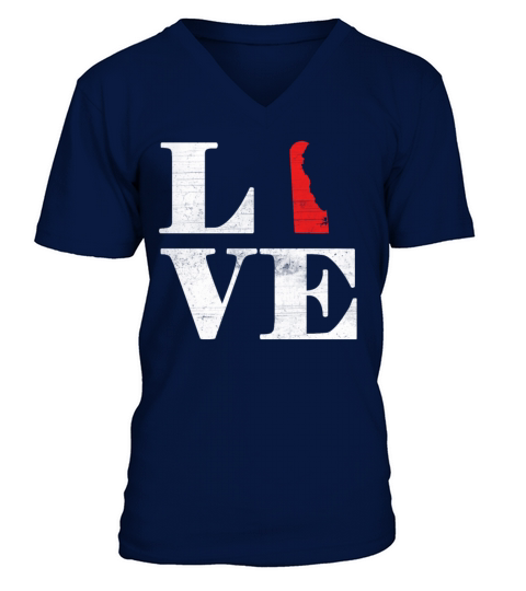 Proud America State Land Map Love Delaware V-Neck T-shirt