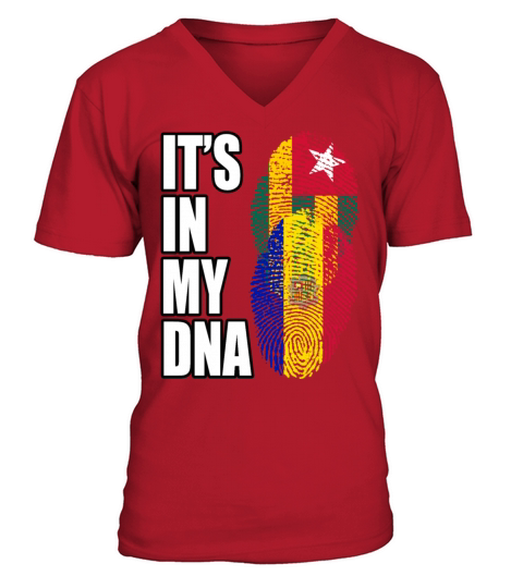 Togolese And Andorran Mix Heritage DNA Flag V-Neck T-shirt