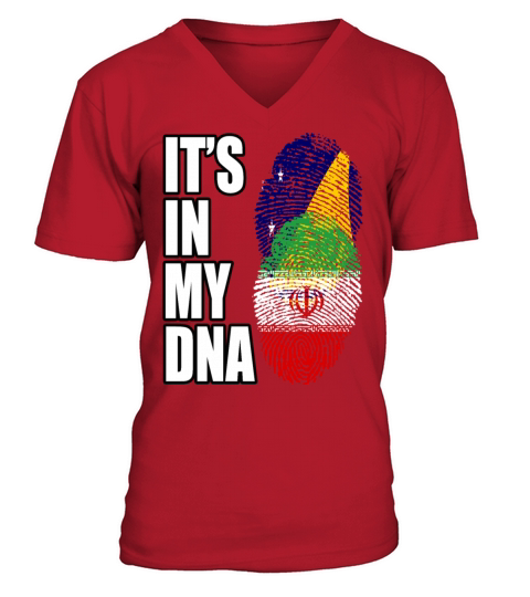 Tokelauan And Iranian Mix Heritage DNA Flag V-Neck T-shirt