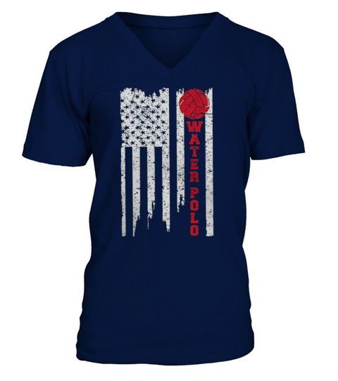 Vintage American Flag Water Polo V-Neck T-shirt