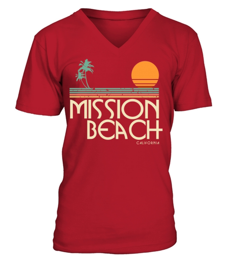 Vintage Mission Beach California V-Neck T-shirt
