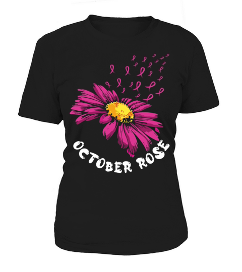 Pink October Rose Ribbon Breast Cancer Women's T-Shirt