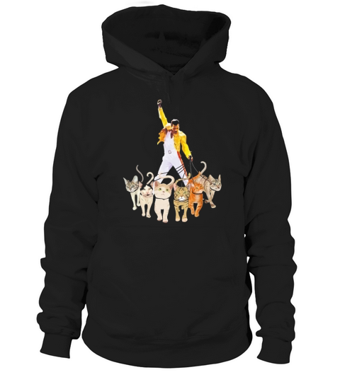 Freddie Mercury With Yellow Jacket And Cats Hoodie Unisex