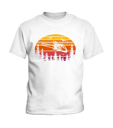 Lumberjack - Chain Saw Retro Vintage Sunset Kids T-Shirt