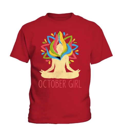 Yoga Mandala Meditation Birth Born Month October Kids T-Shirt
