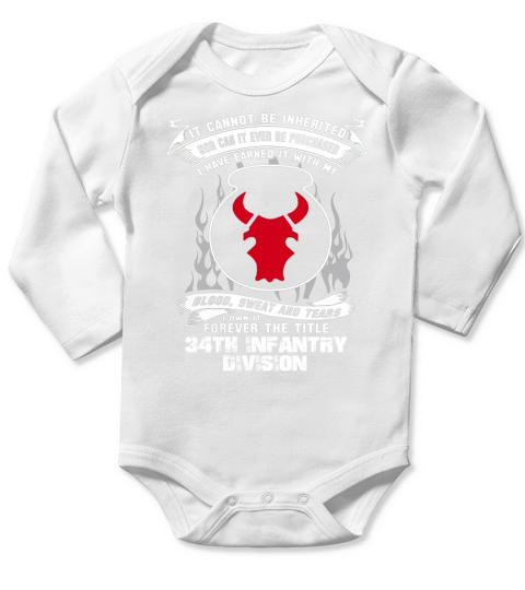 34TH INFANTRY DIVISION Tshirt Long Sleeve Baby One-Piece
