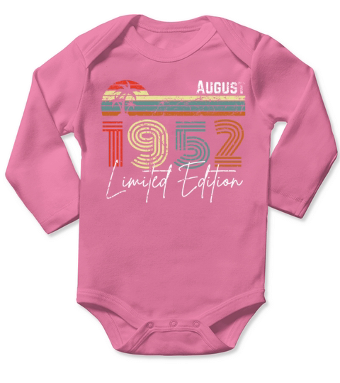 70 Years August 1952 Vintage Limited Edition Long Sleeve Baby One-Piece
