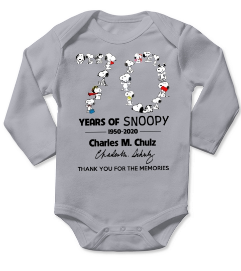 70 years of Snoopy 1950-2020 Charles M Schulz signature thank you for the memories Long Sleeve Baby One-Piece