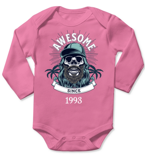 Awesome Since 1993 Vintage Birthday Retro Long Sleeve Baby One-Piece
