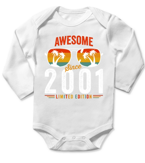 Awesome Since 2001 Birthday Retro Vintage 21 22 Ye Long Sleeve Baby One-Piece