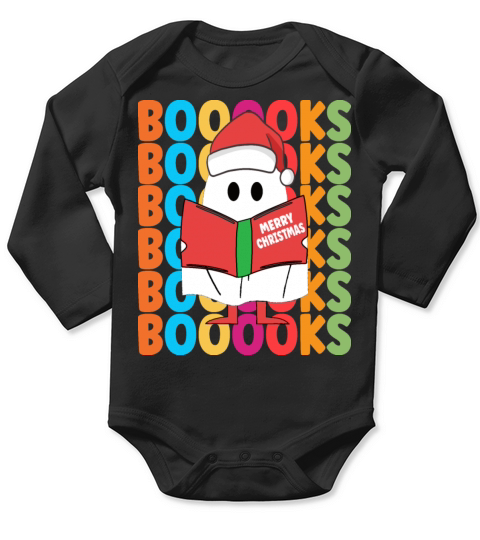 Booooks Funny Ghost Reading Books Halloween Long Sleeve Baby One-Piece
